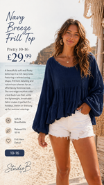 Navy Breeze Frill Top