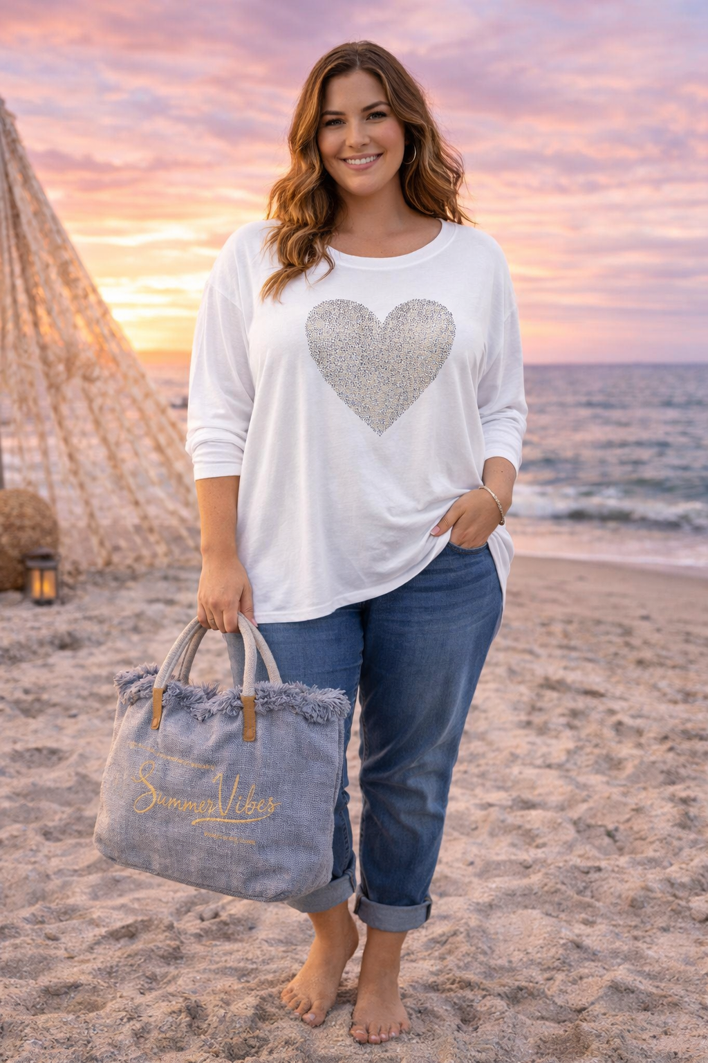 Oversized Sparkling Heart Top