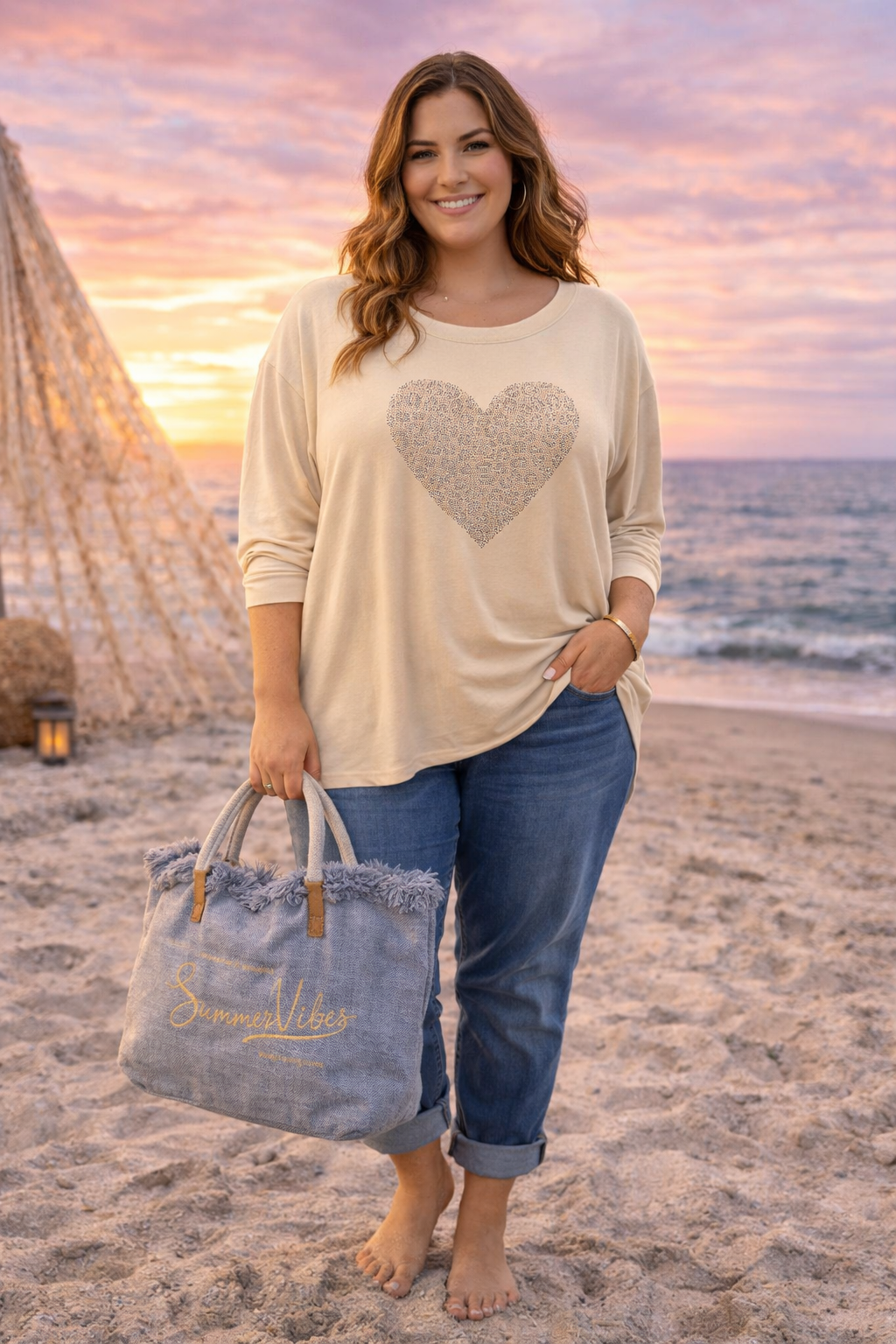 Oversized Sparkling Heart Top