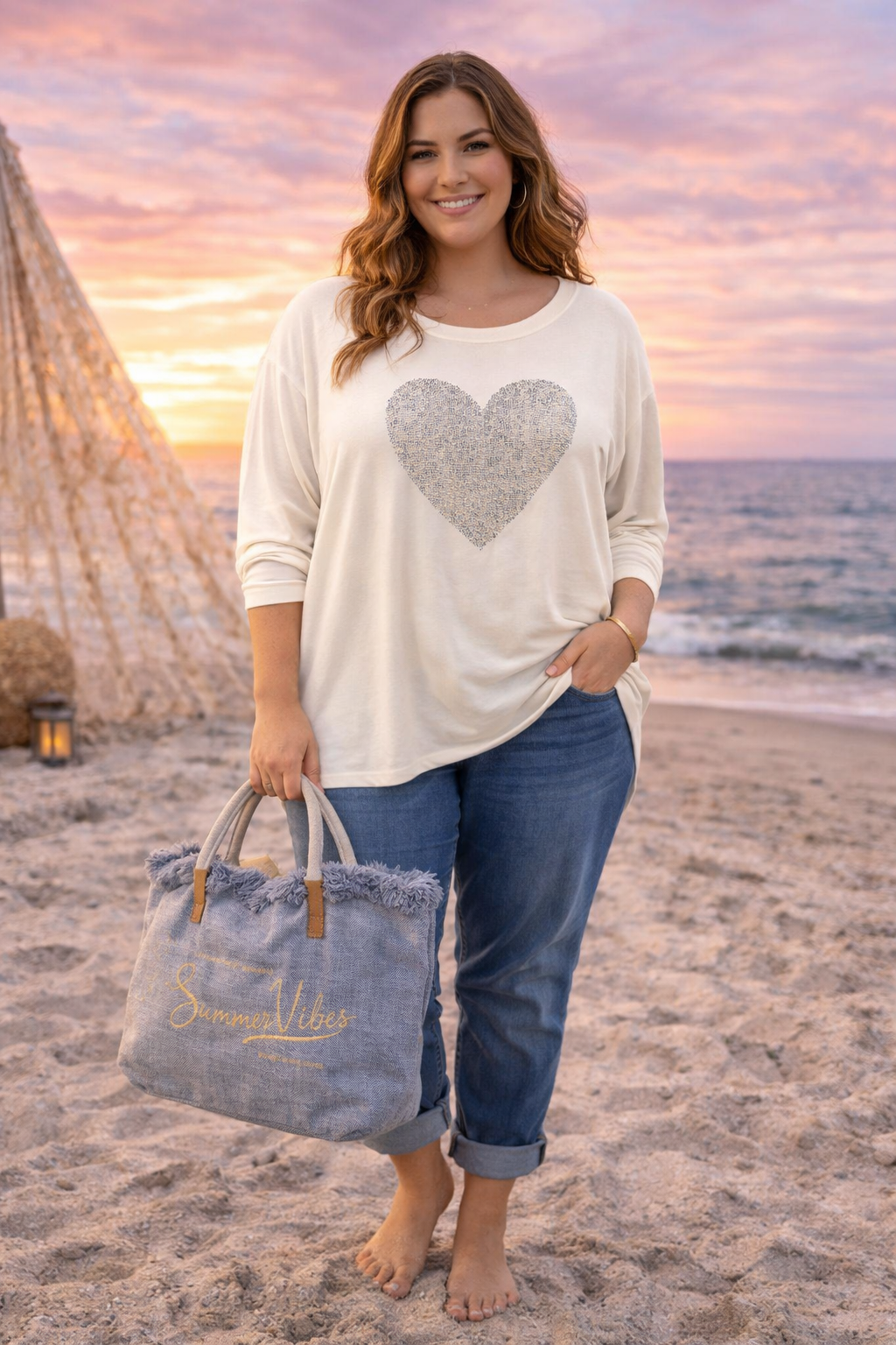Oversized Sparkling Heart Top