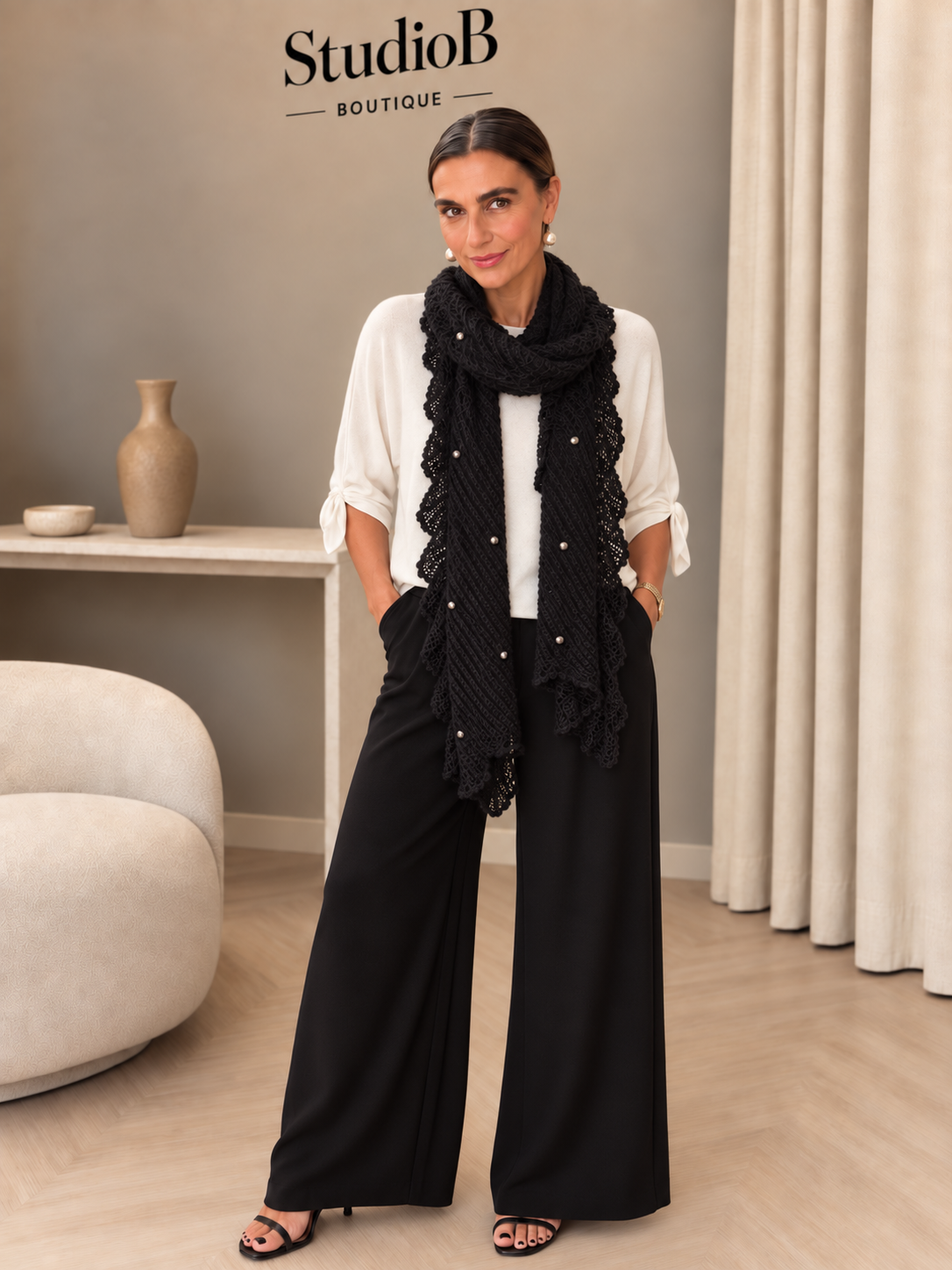 🖤 The Studded Lace Knit Scarf 🖤