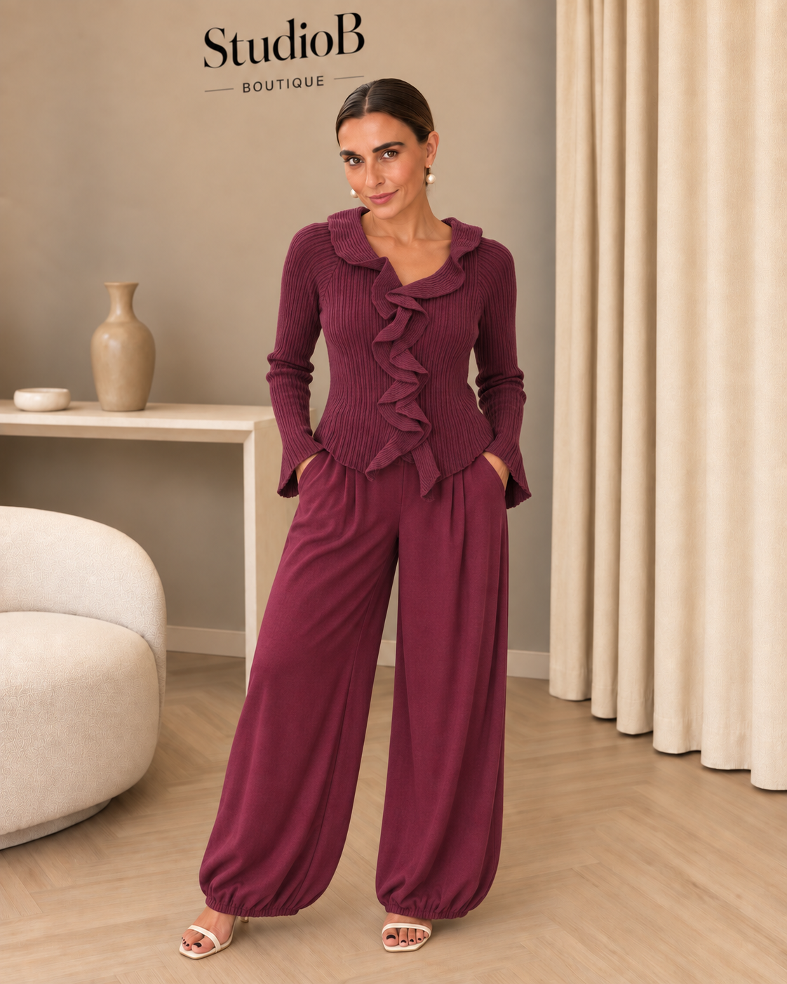 The Merlot Ruffle Knit ❤️
