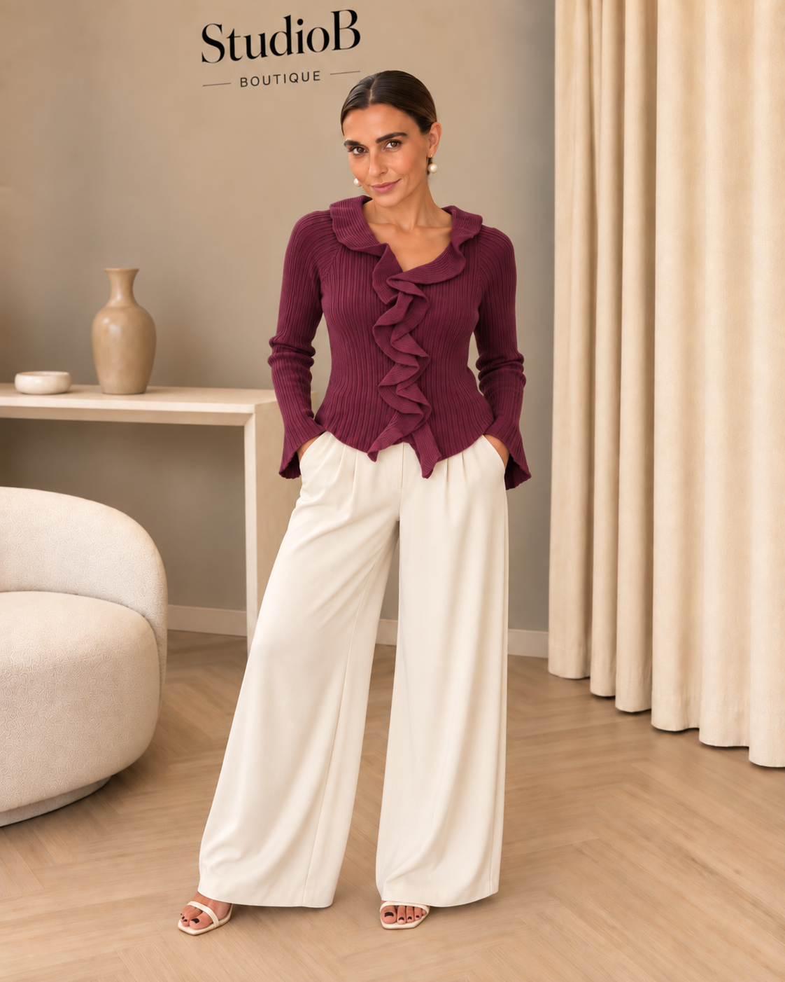 The Merlot Ruffle Knit ❤️
