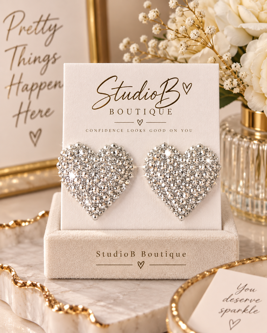 The Sparkle Heart Studs ✨🤍