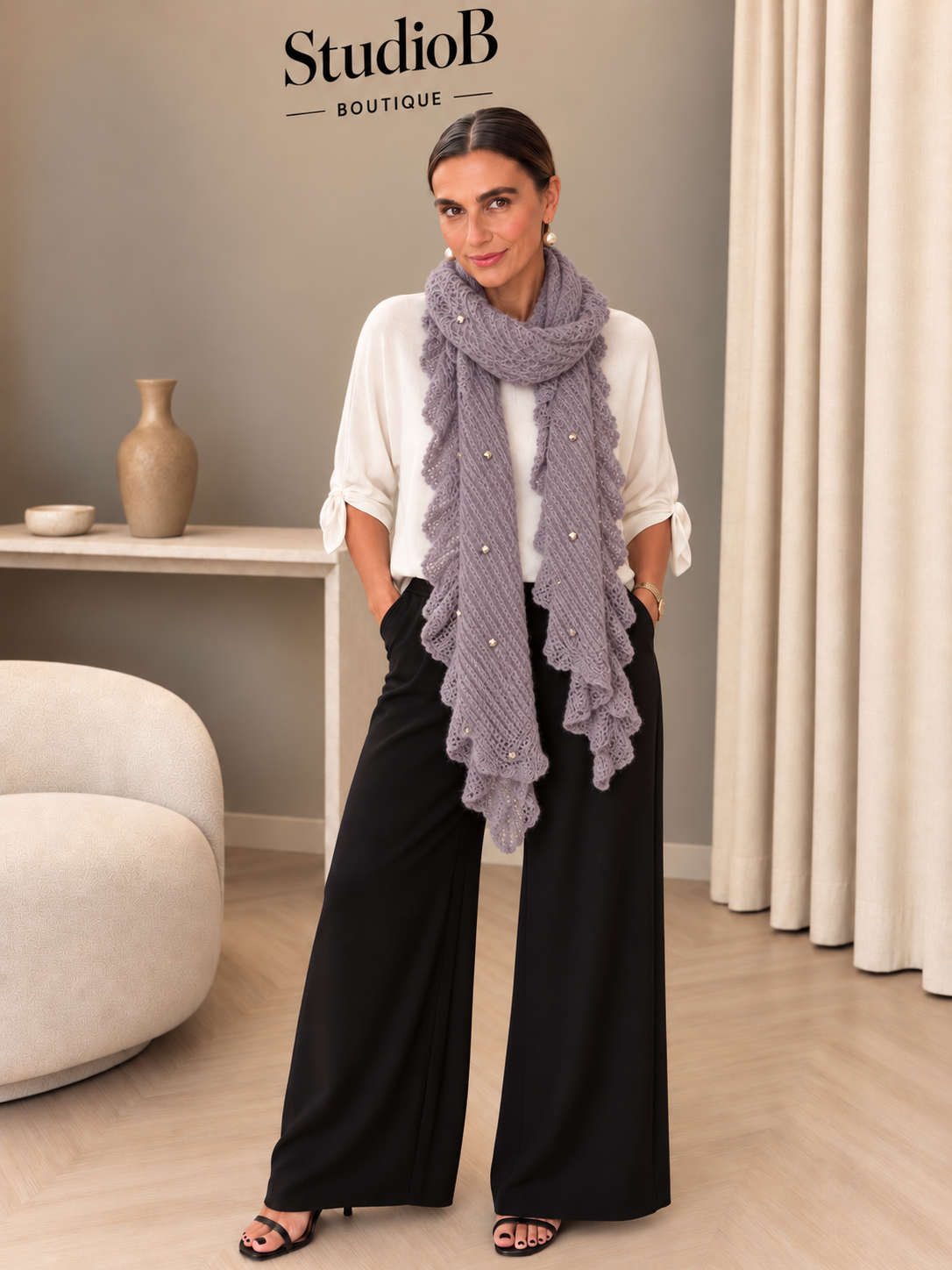 🖤 The Studded Lace Knit Scarf 🖤