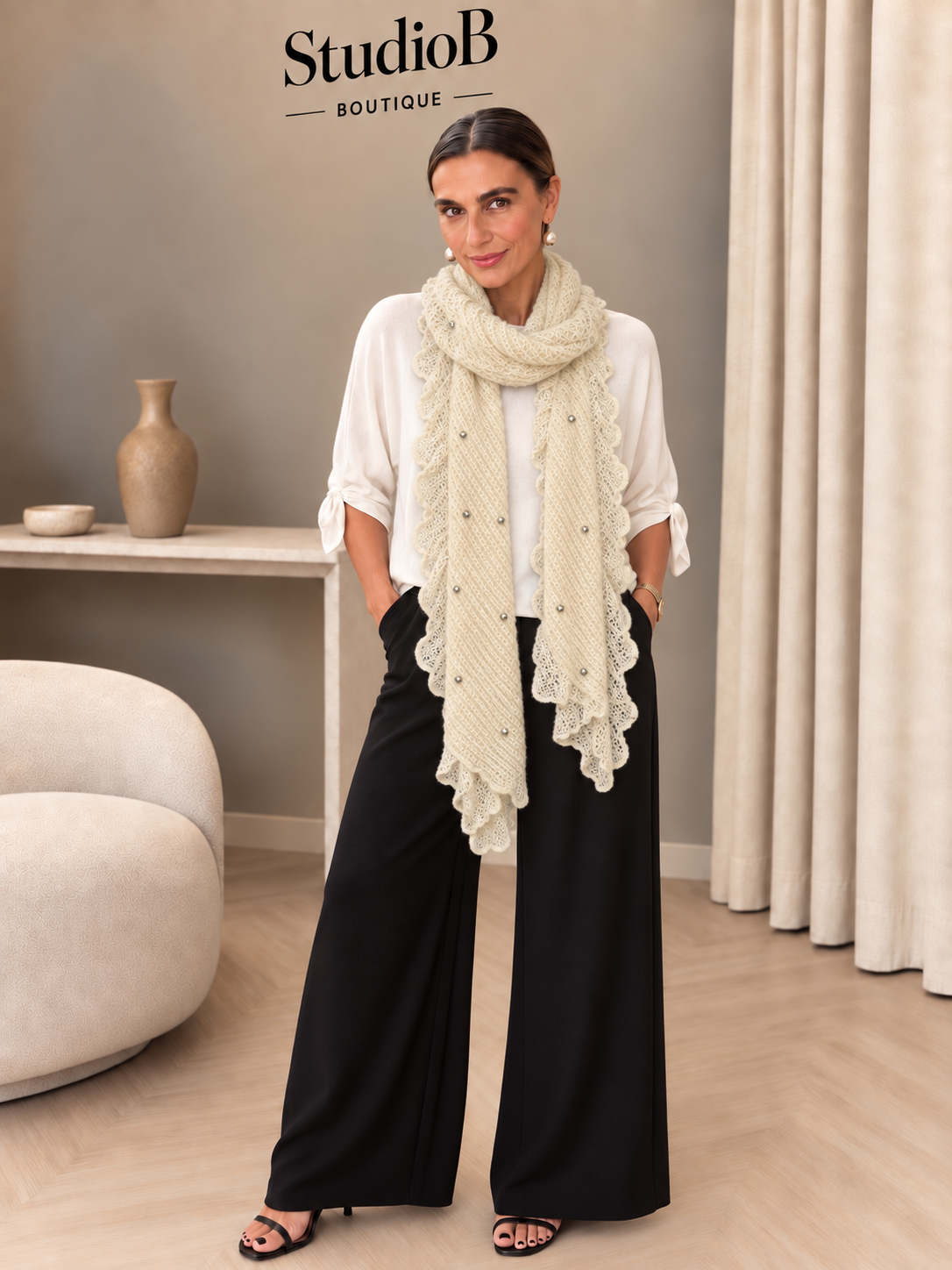 🖤 The Studded Lace Knit Scarf 🖤