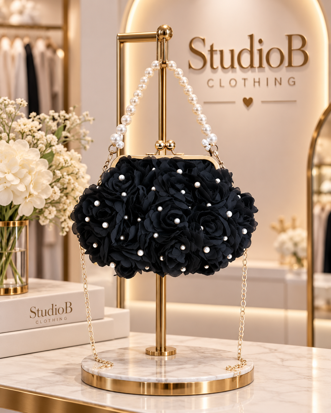 The midnight pearl rose bag