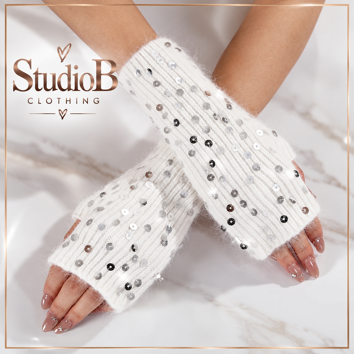 ✨ Snowfall Sparkle Fingerless Gloves ✨