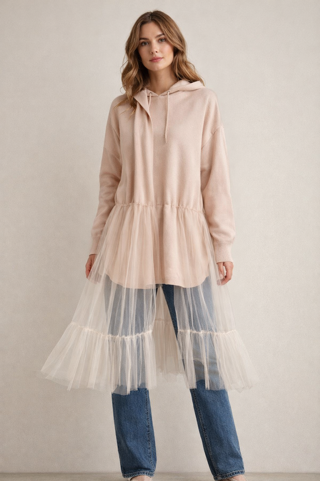 Hooded net Cardi