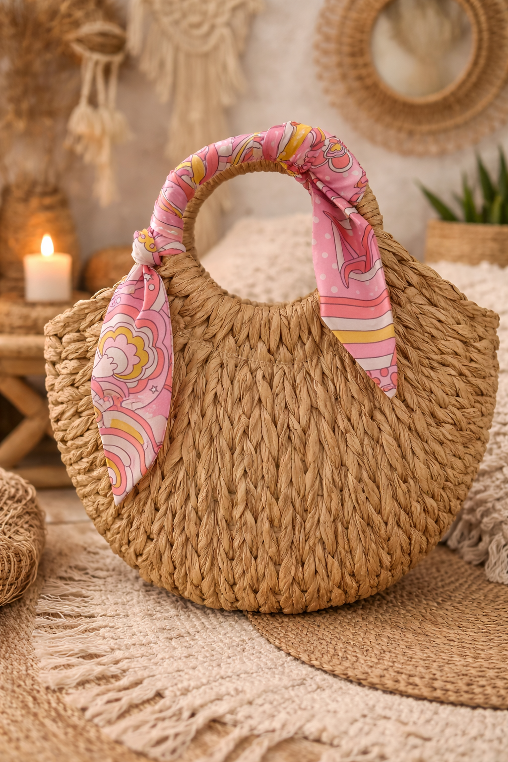 Palma Raffia Circle Bag