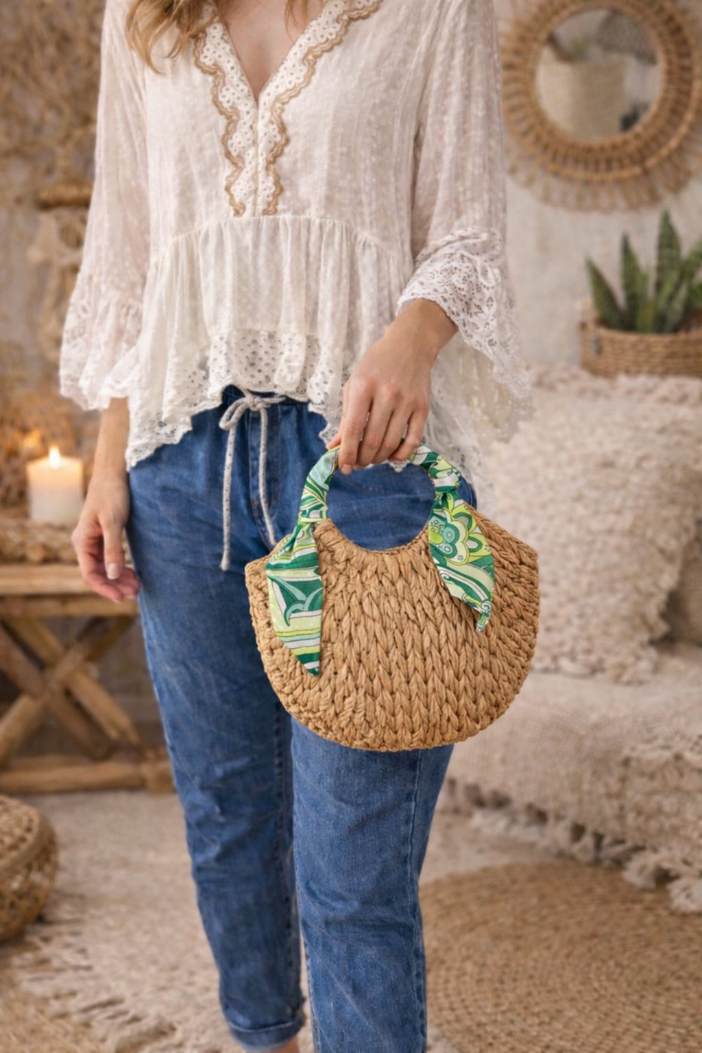 Palma Raffia Circle Bag