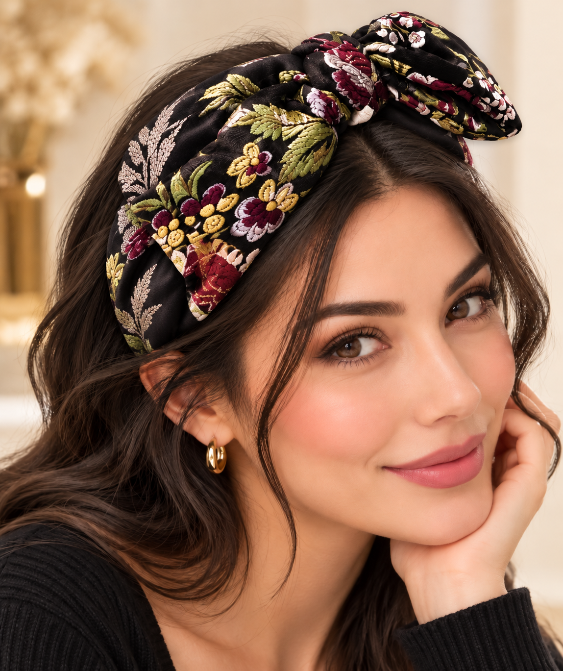 🌸 Midnight Bloom Luxe Headband 🌸