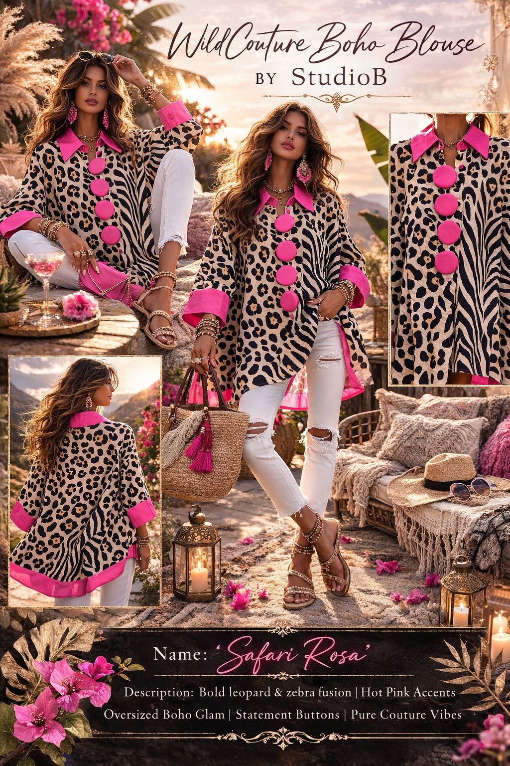 Wild bloom Button Blouse