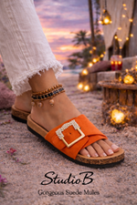 Sunset Luxe Buckle Mules – Orange