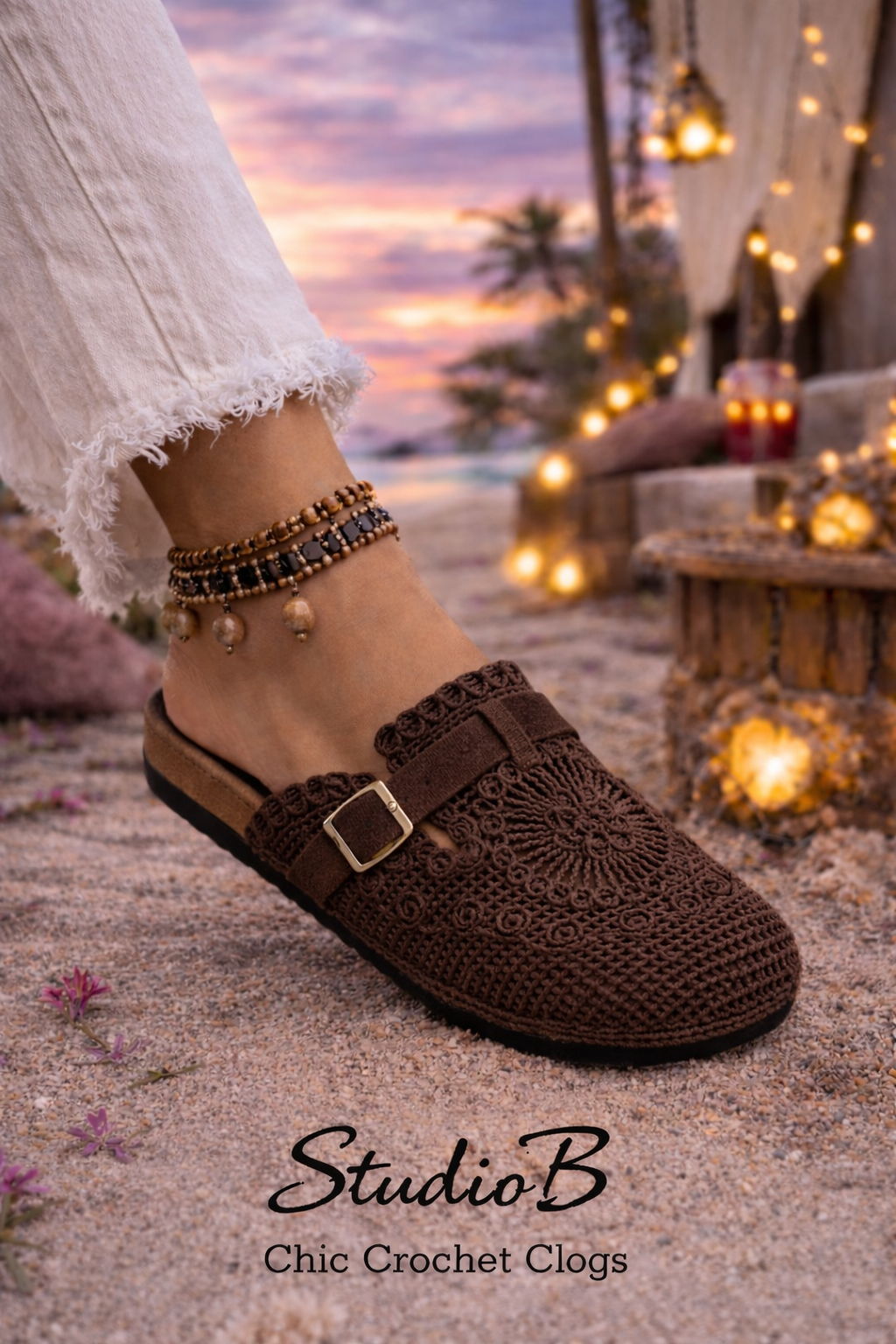 Chocolate Chic crochet clog